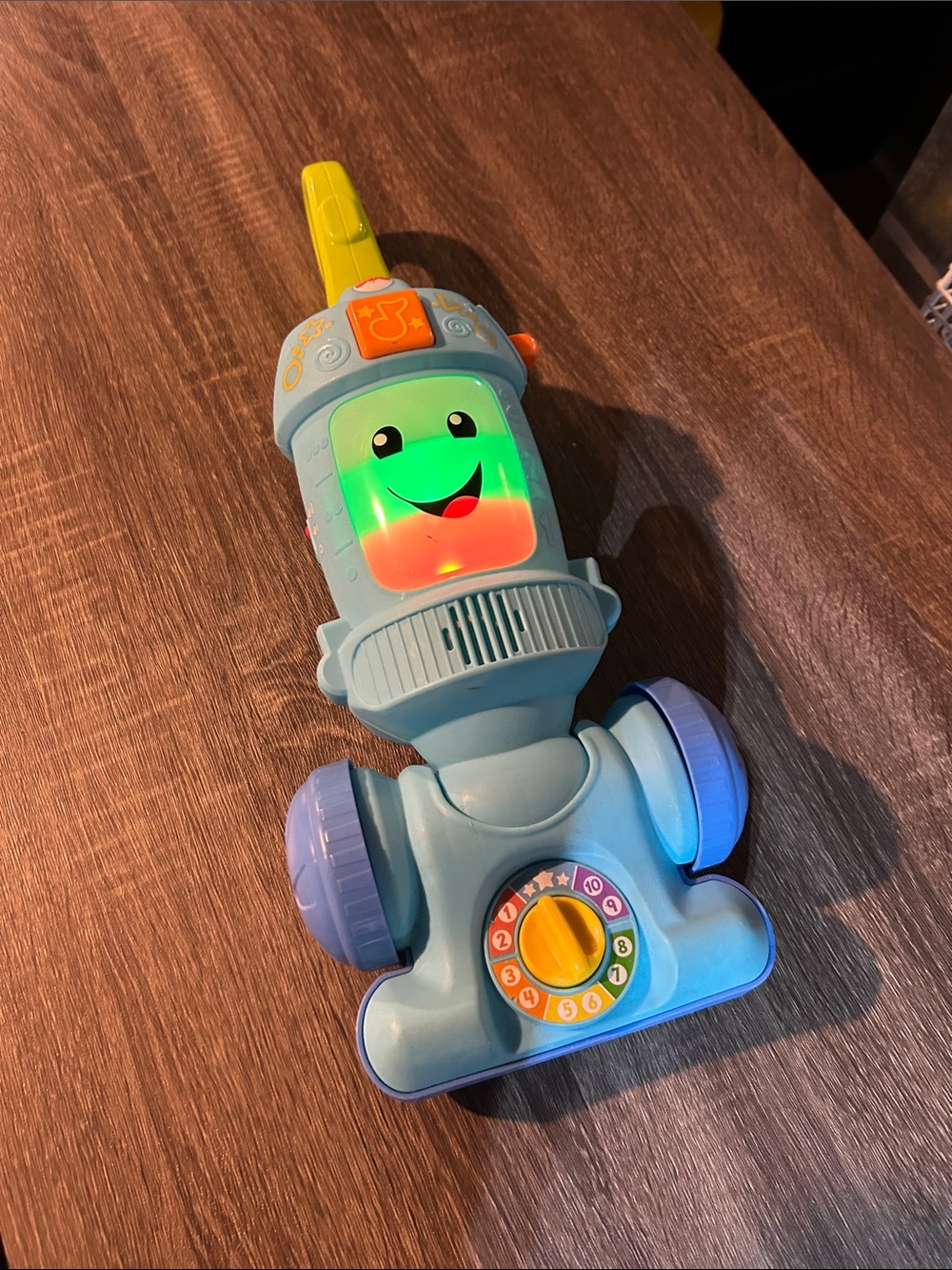 Fisher-Price Light-Up Blue Toy Vacuum with Yellow Handle
